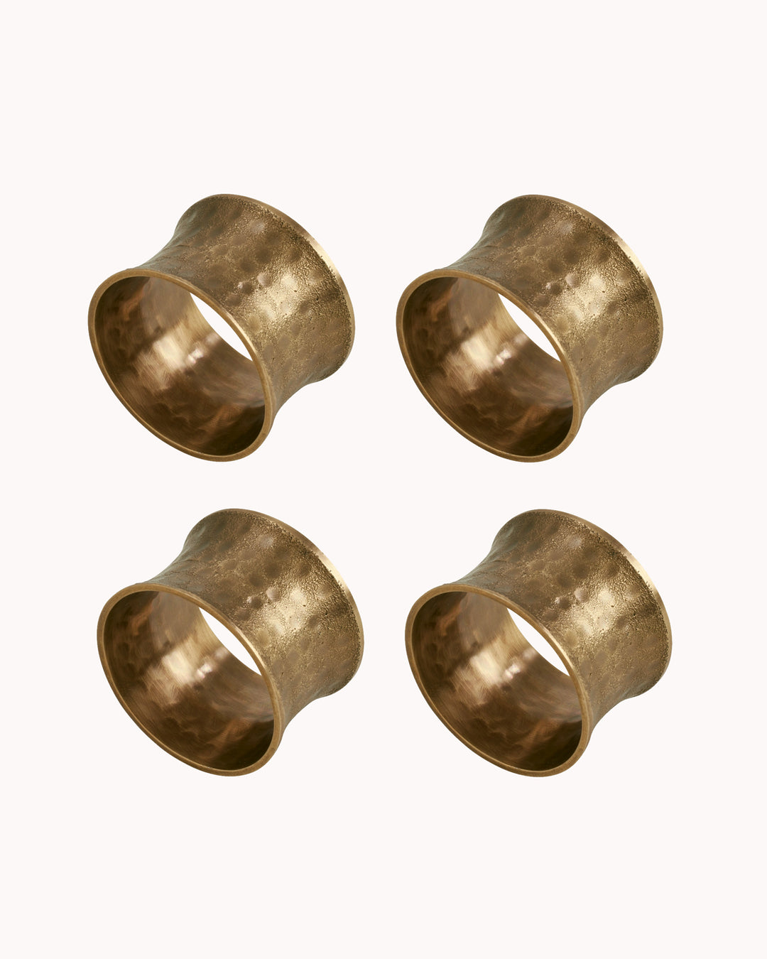 Gehämmerte Serviettenringe aus Messing in Dunkelgold, 4er-Set