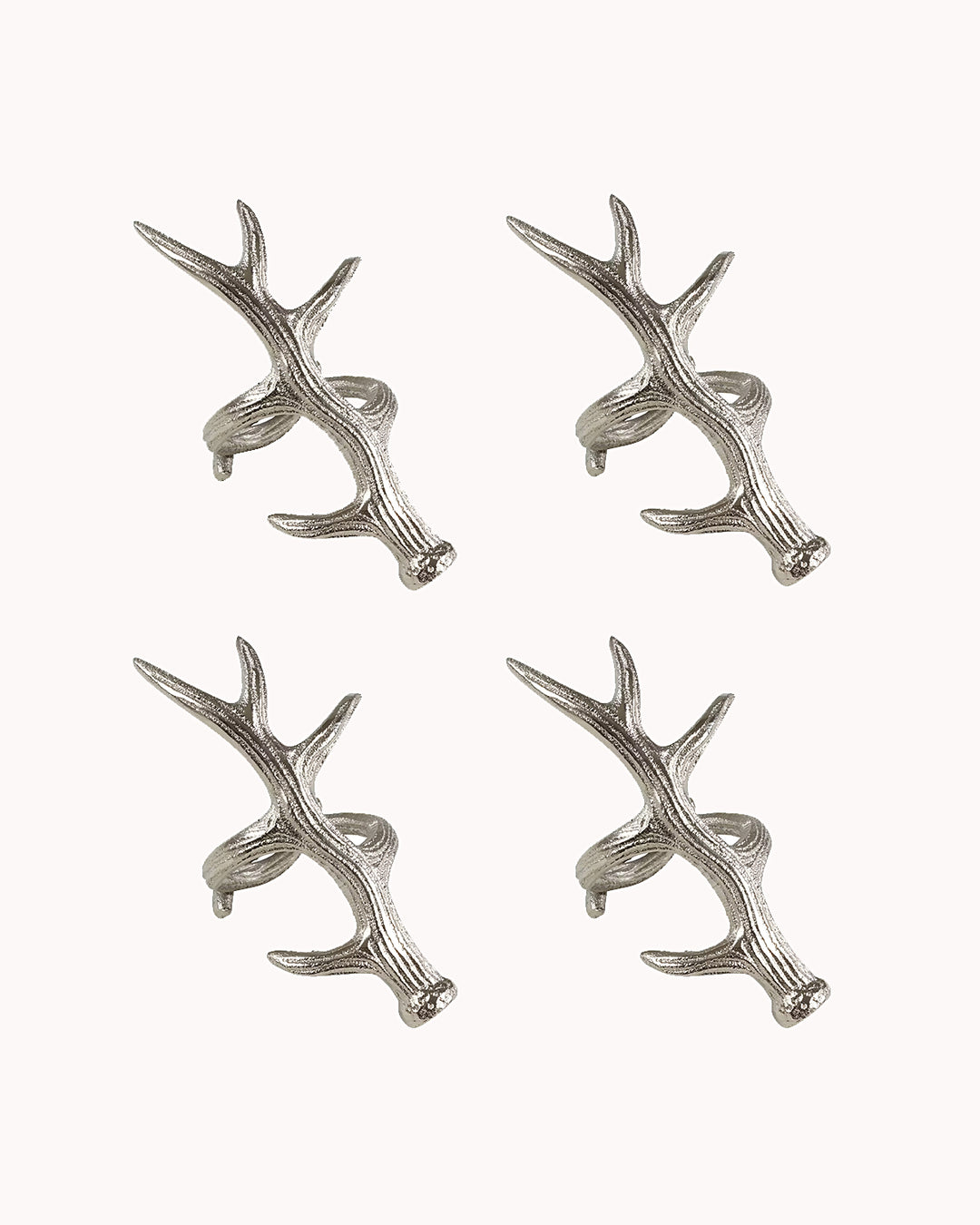 Silberne Serviettenringe im Geweihdesign, 4er-Set