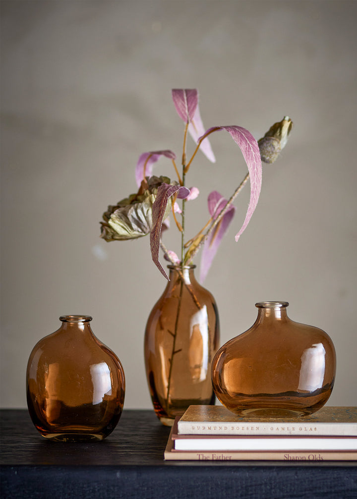 Glasvasen braun-transparent, 3er-Set