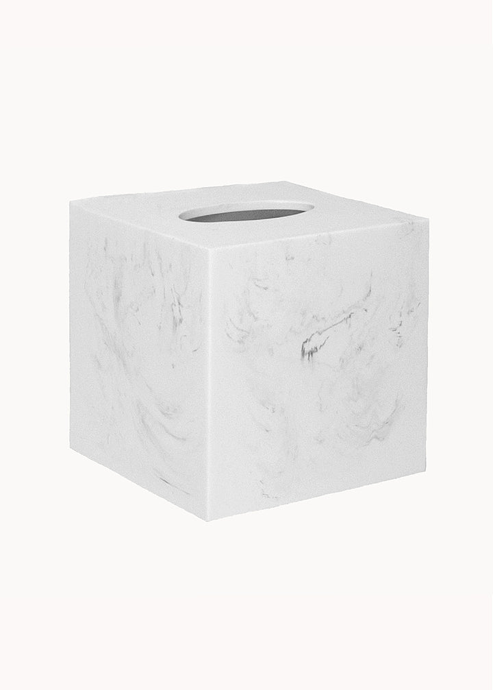 Quadratische Kosmetiktuchbox aus Polyresin in Marmoroptik