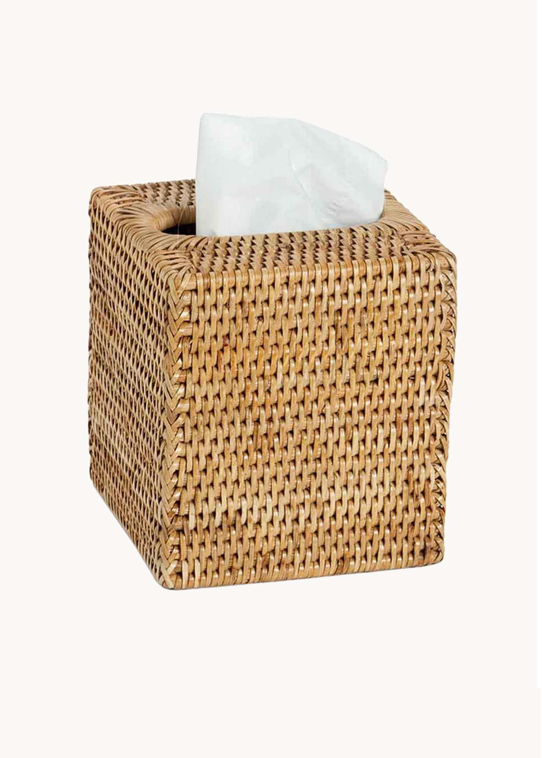 Quadratische Kosmetiktuchbox aus Rattan, handgefertigt