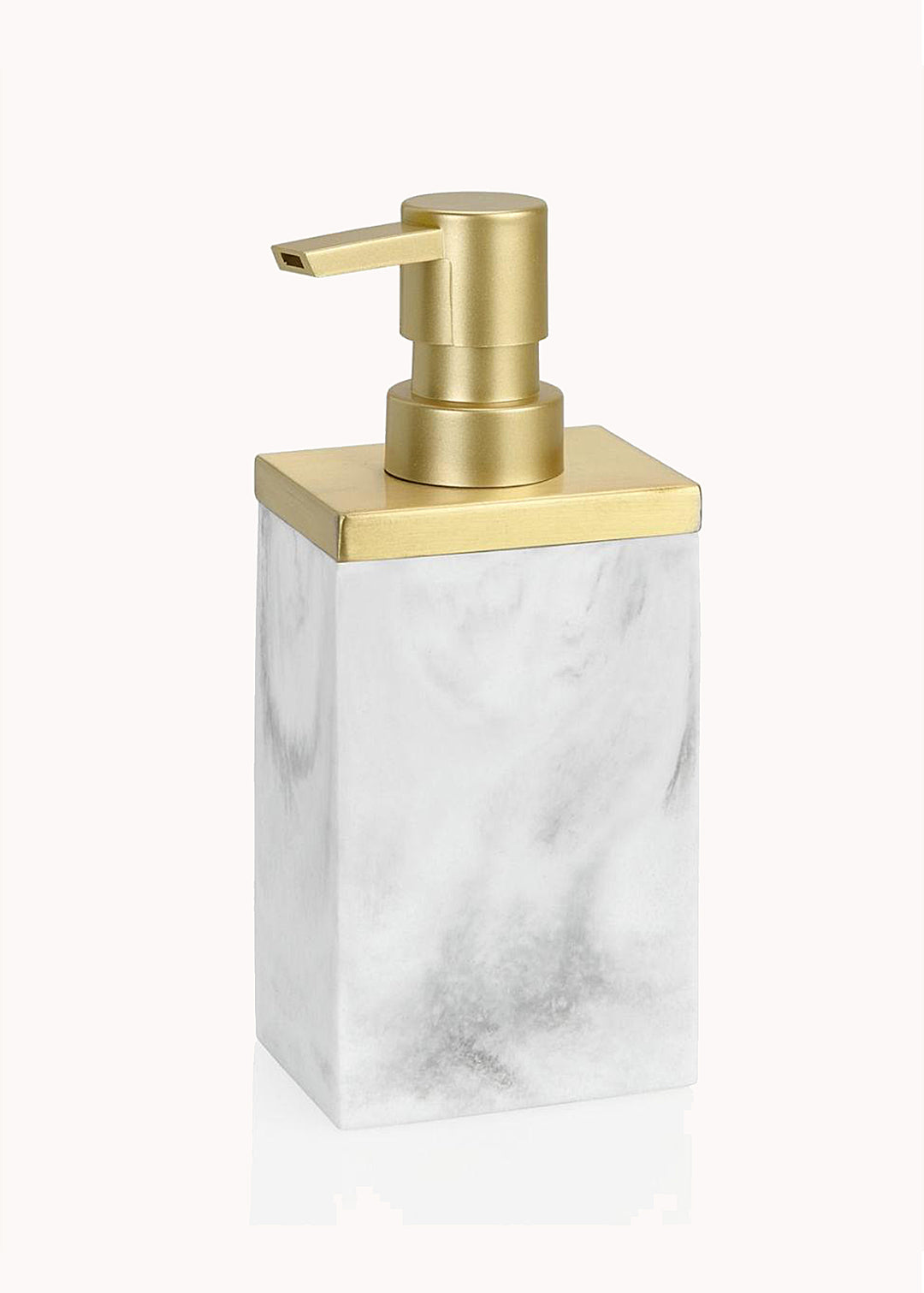 Rechteckiger Seifenspender aus Polyresin in Marmoroptik