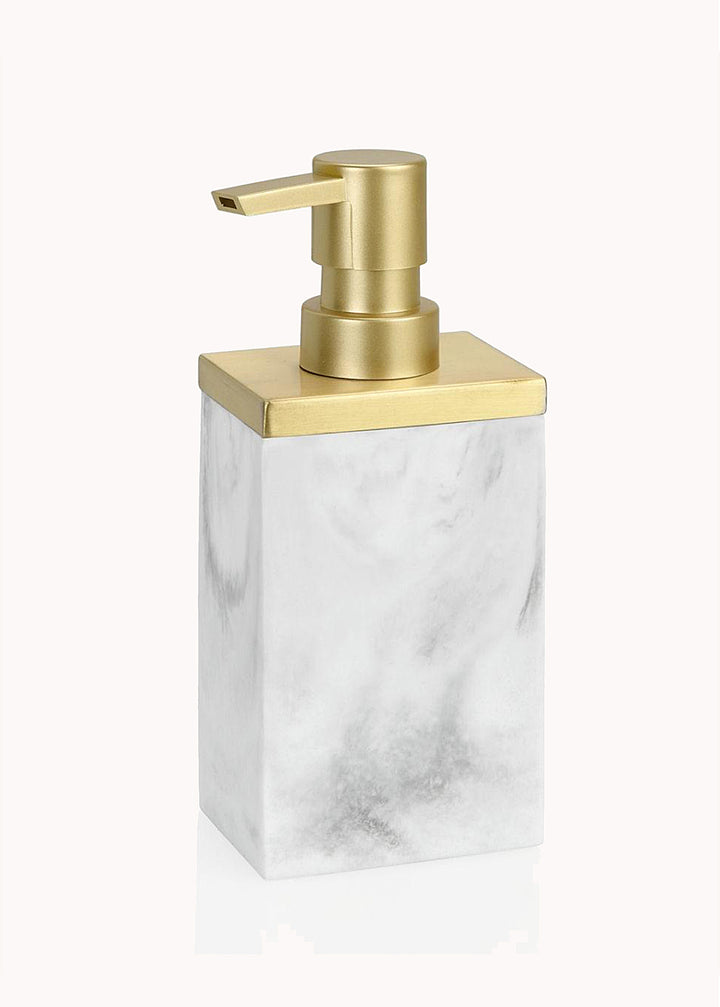 Rechteckiger Seifenspender aus Polyresin in Marmoroptik