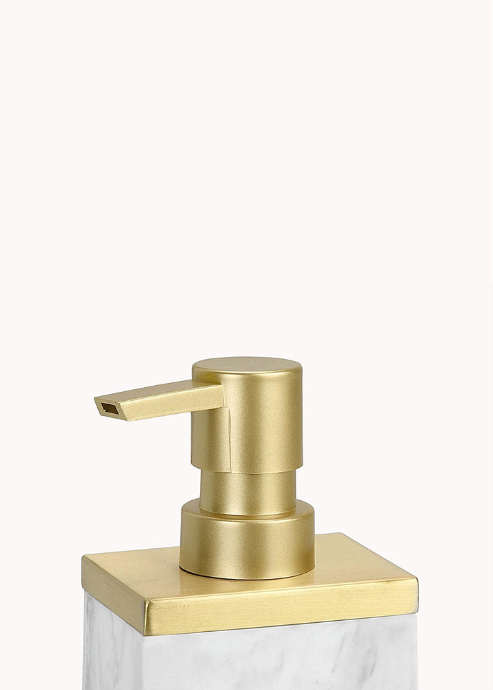 Rechteckiger Seifenspender aus Polyresin in Marmoroptik