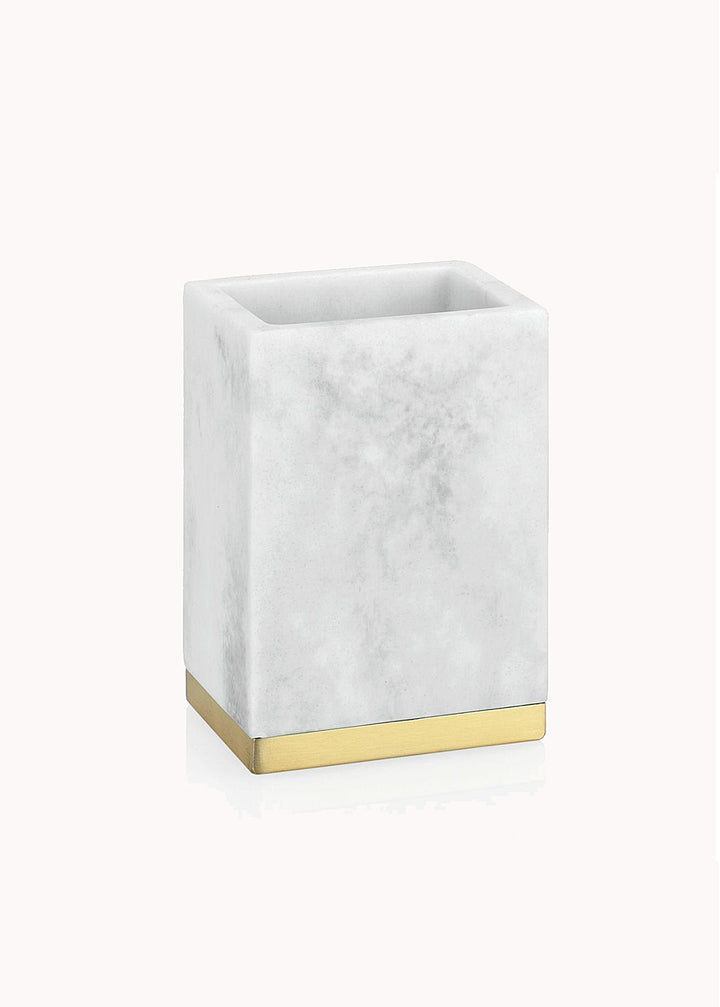 Rechteckiger Zahnbürstenhalter aus Polyresin in Marmoroptik