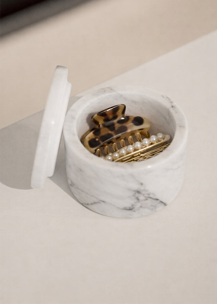 Runde Aufbewahrungsbox aus Marmor