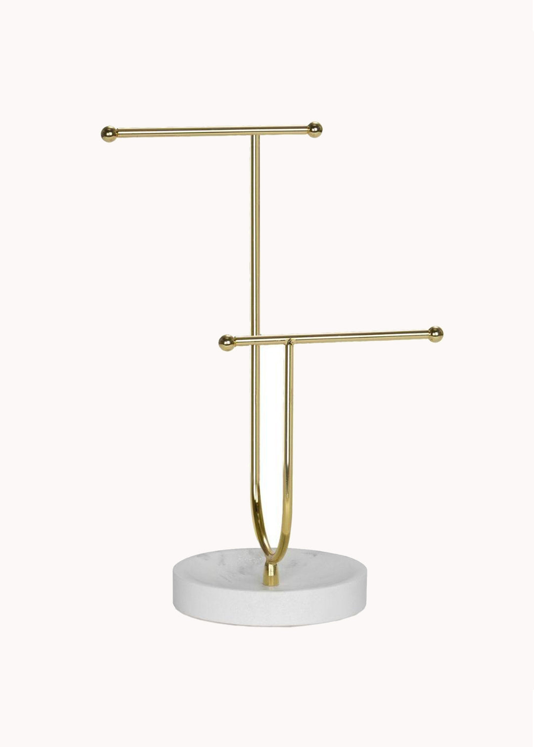 Schmuckhalter mit Sockel in Marmoroptik, goldfarbig