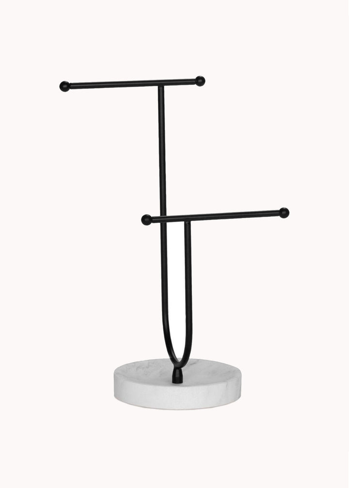 Schmuckhalter mit Sockel in Marmoroptik, schwarz