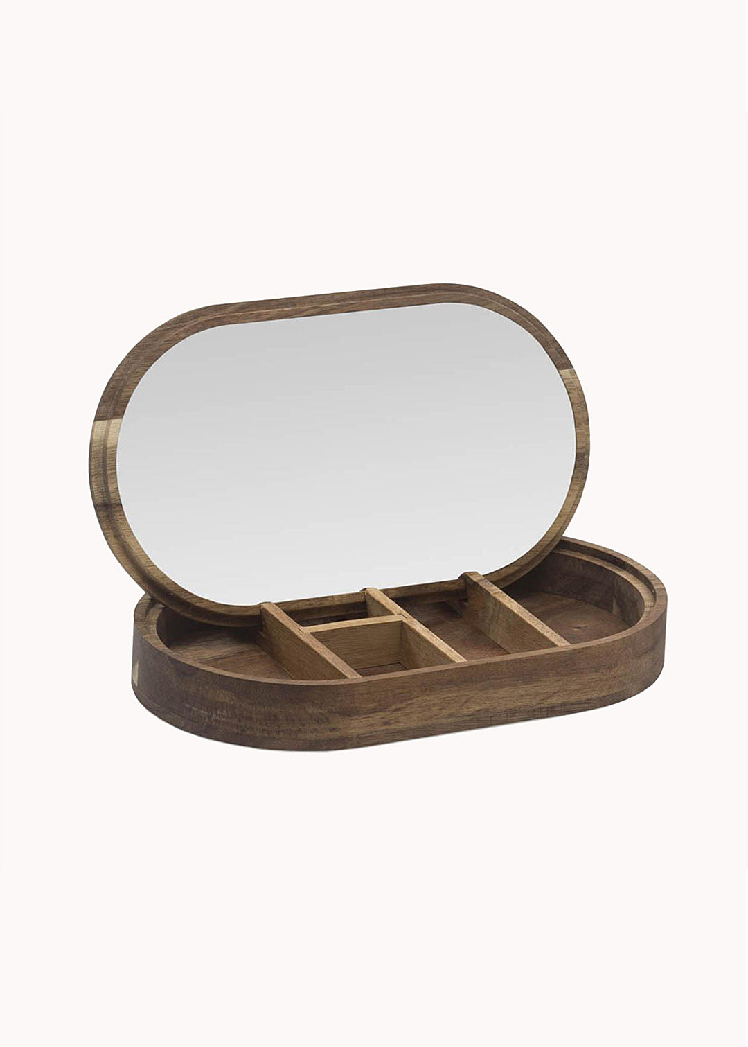 Schmuckkästchen aus Akazienholz mit Spiegel