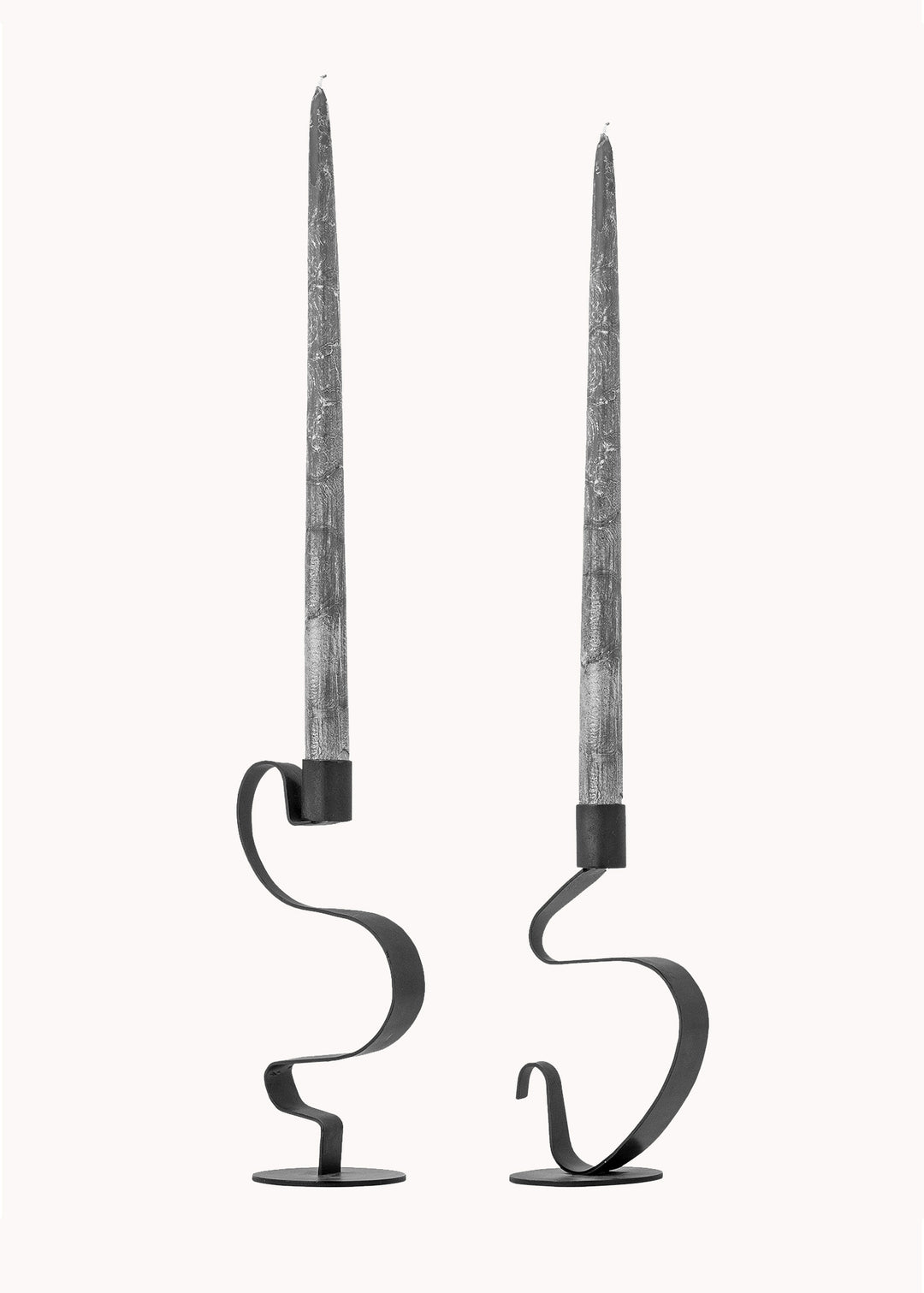 Schwarze Metall-Kerzenhalter, 2er Set