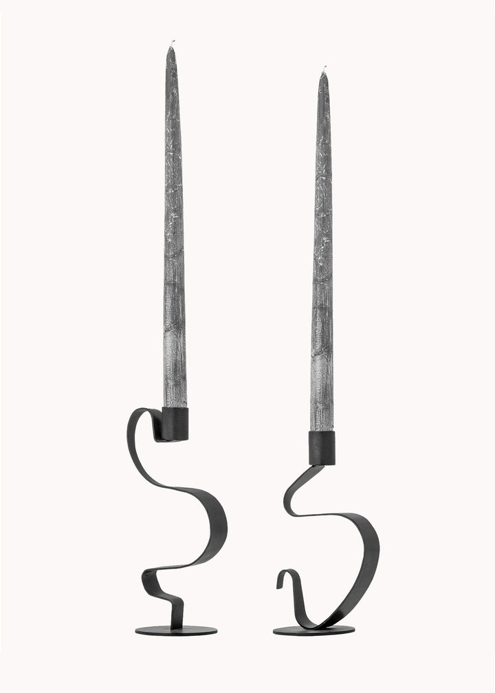 Schwarze Metall-Kerzenhalter, 2er Set