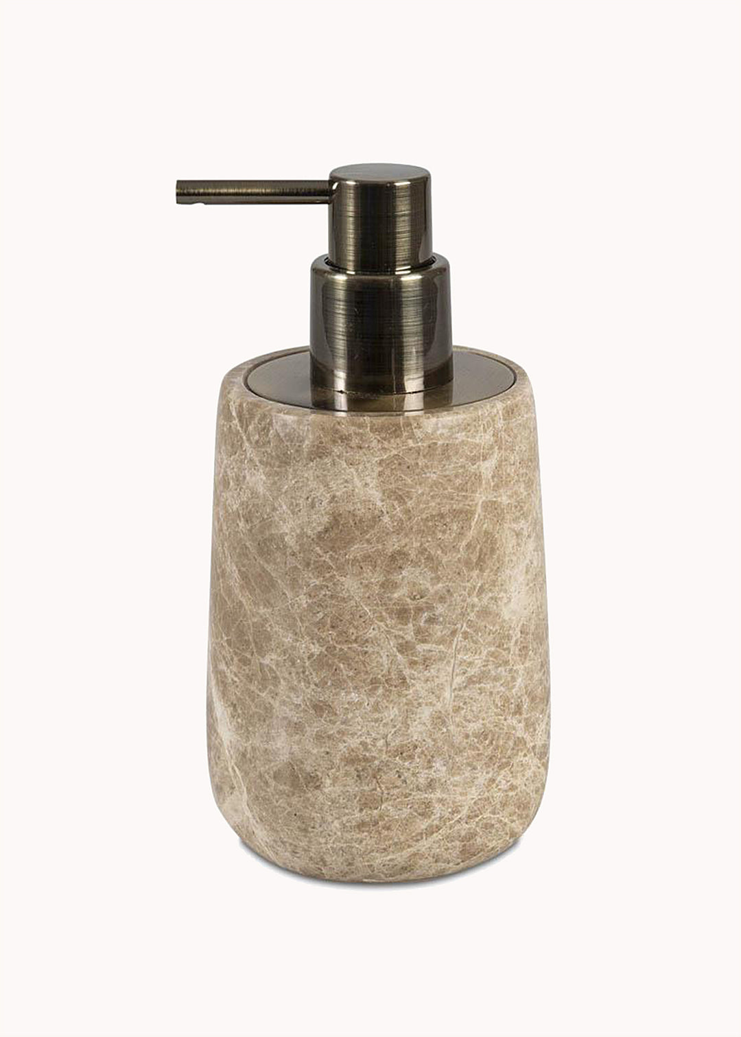 Seifenspender aus Marmor, braun-weiss marmoriert