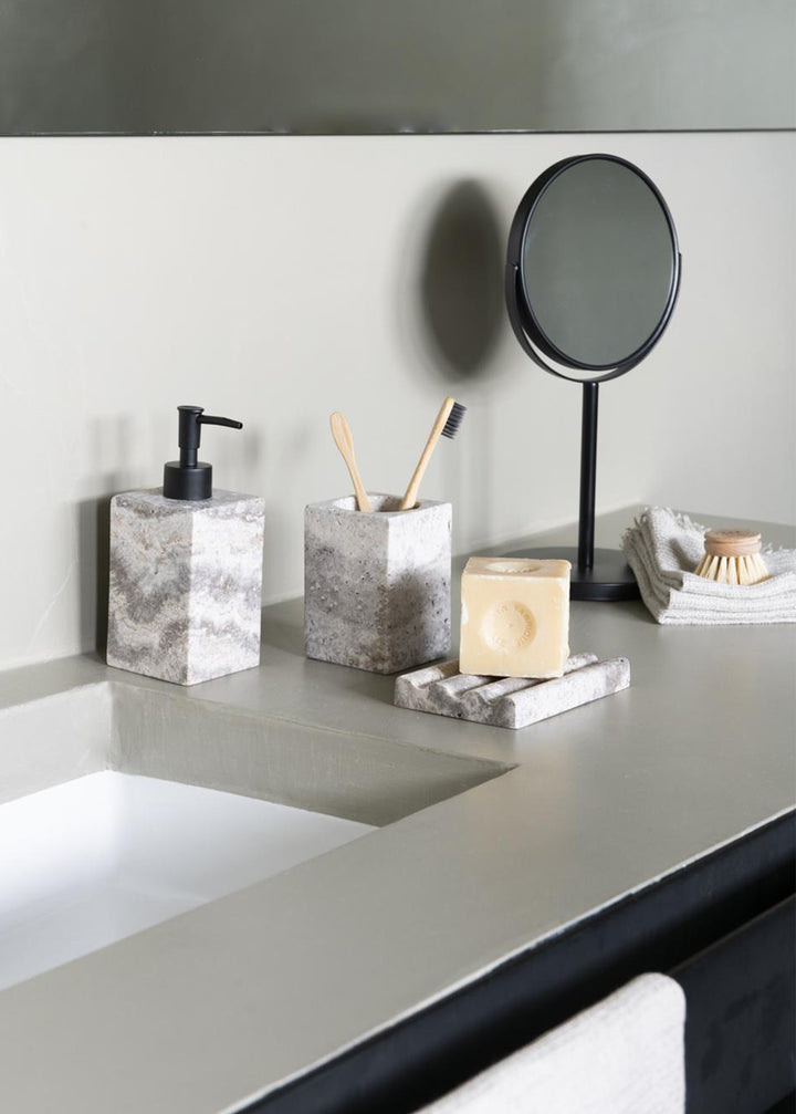 Seifenspender aus Marmor, grau marmoriert