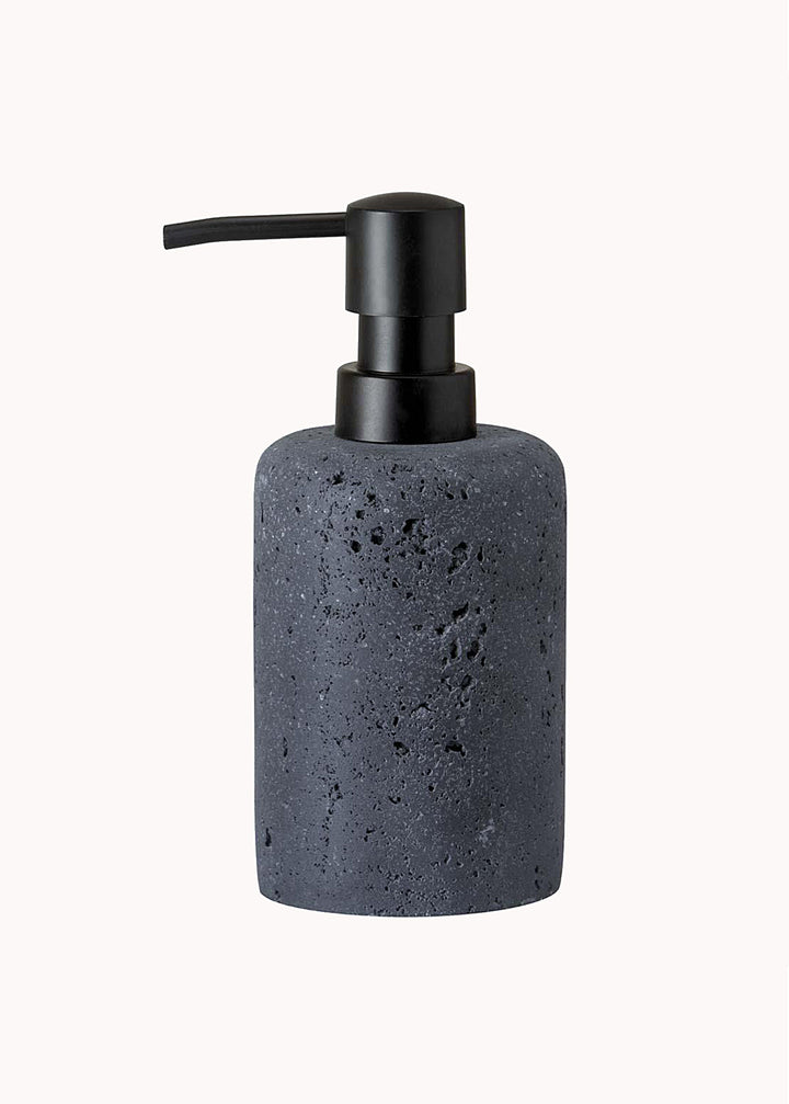 Seifenspender aus Polyresin in Steinoptik, schwarz