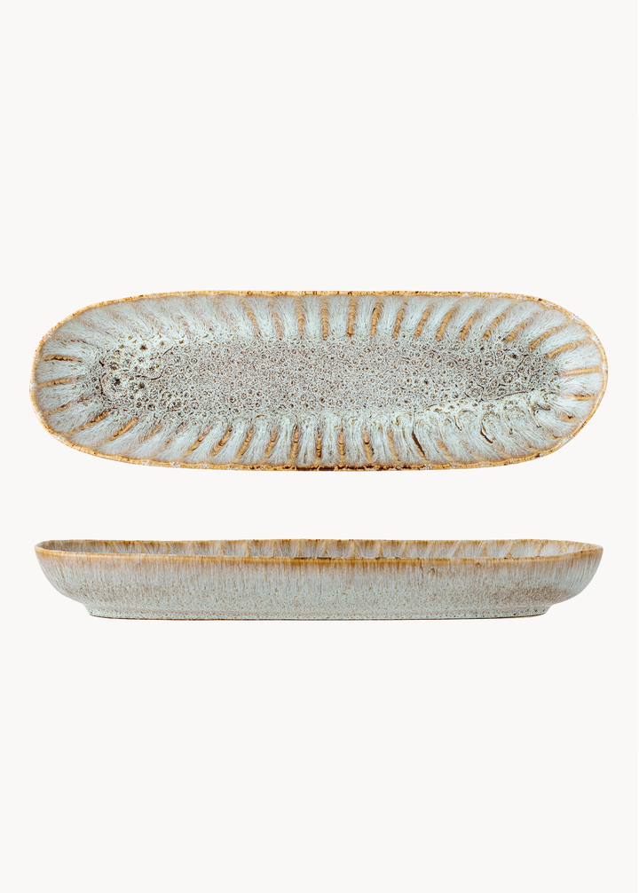 Servierplatte Natur aus Steingut, handgefertigt