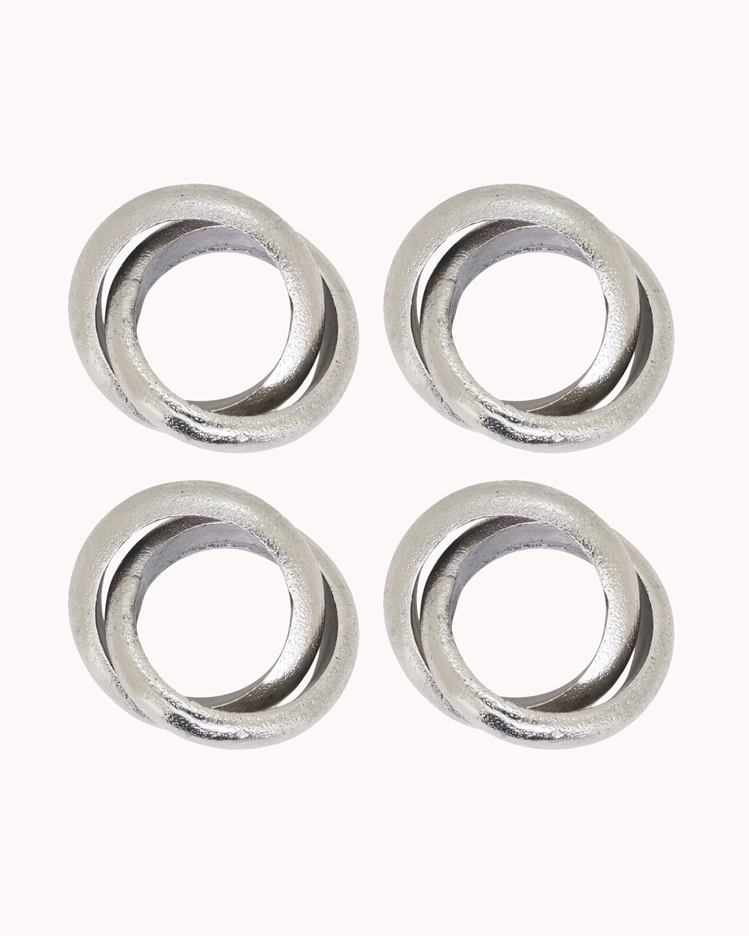 Serviettenringe mit Doppelring-Design, Silber, 4er-Set