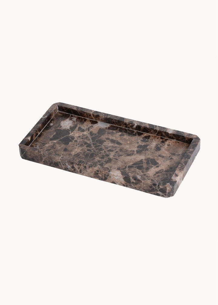 Tablett aus Marmor, braun marmoriert