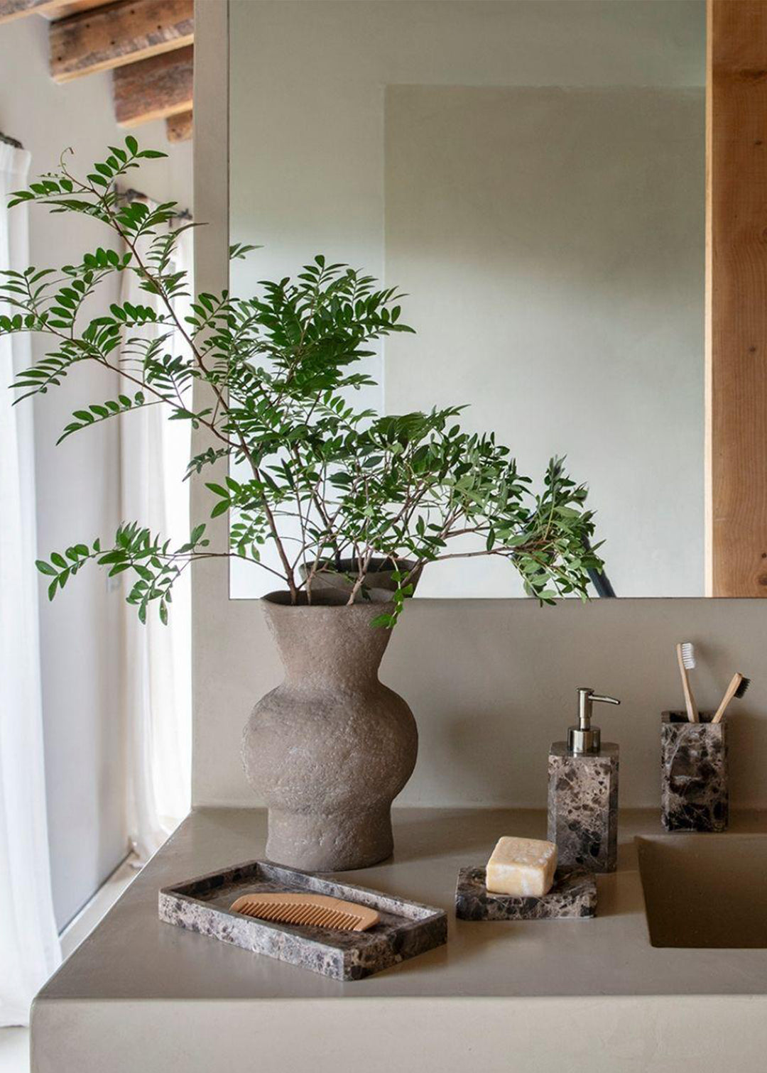 Tablett aus Marmor, braun marmoriert