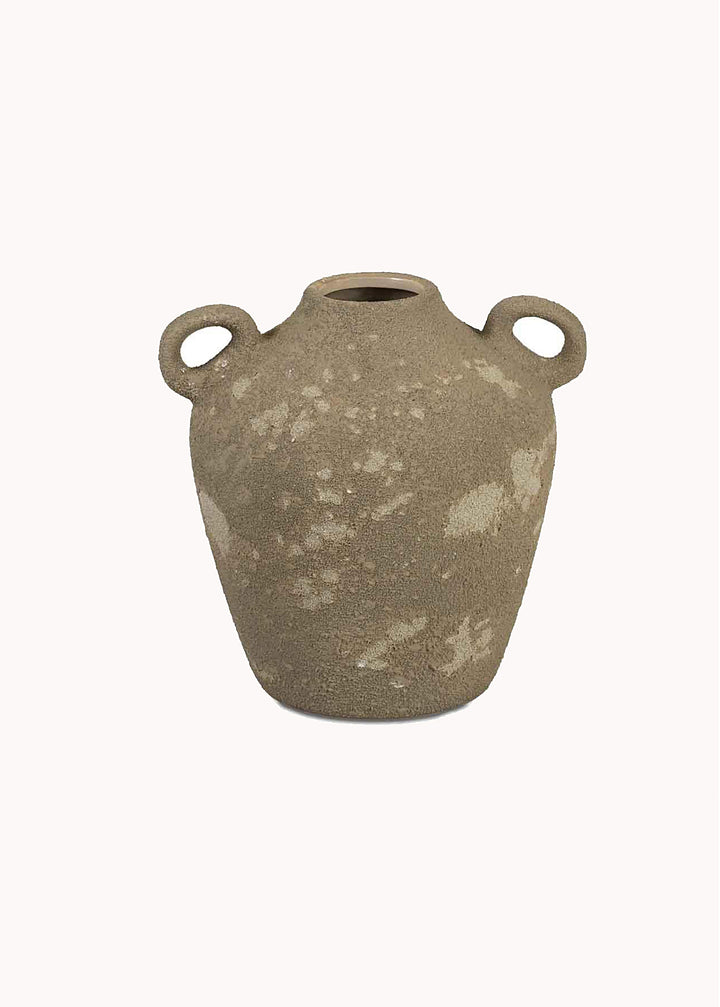 Vase Atacama aus Keramik, beige-braun
