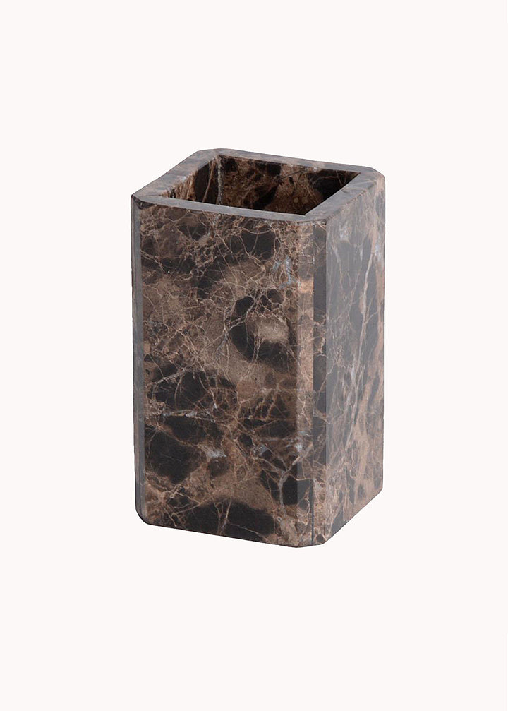 Zahnbürstenhalter aus Marmor, braun marmoriert