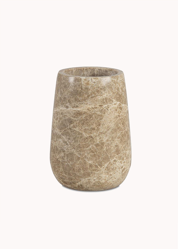 Zahnbürstenhalter aus Marmor, braun-weiss marmoriert